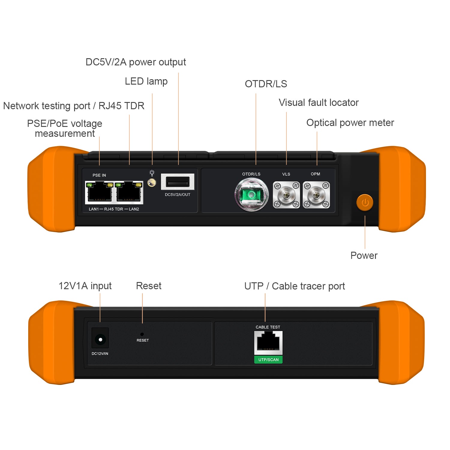 WANLUTECH OTDR Optical Power Meter Visual Fault Locator Optical Loss Test Event Map Essential Tool for Fiber Cable Network Testing MOT-73