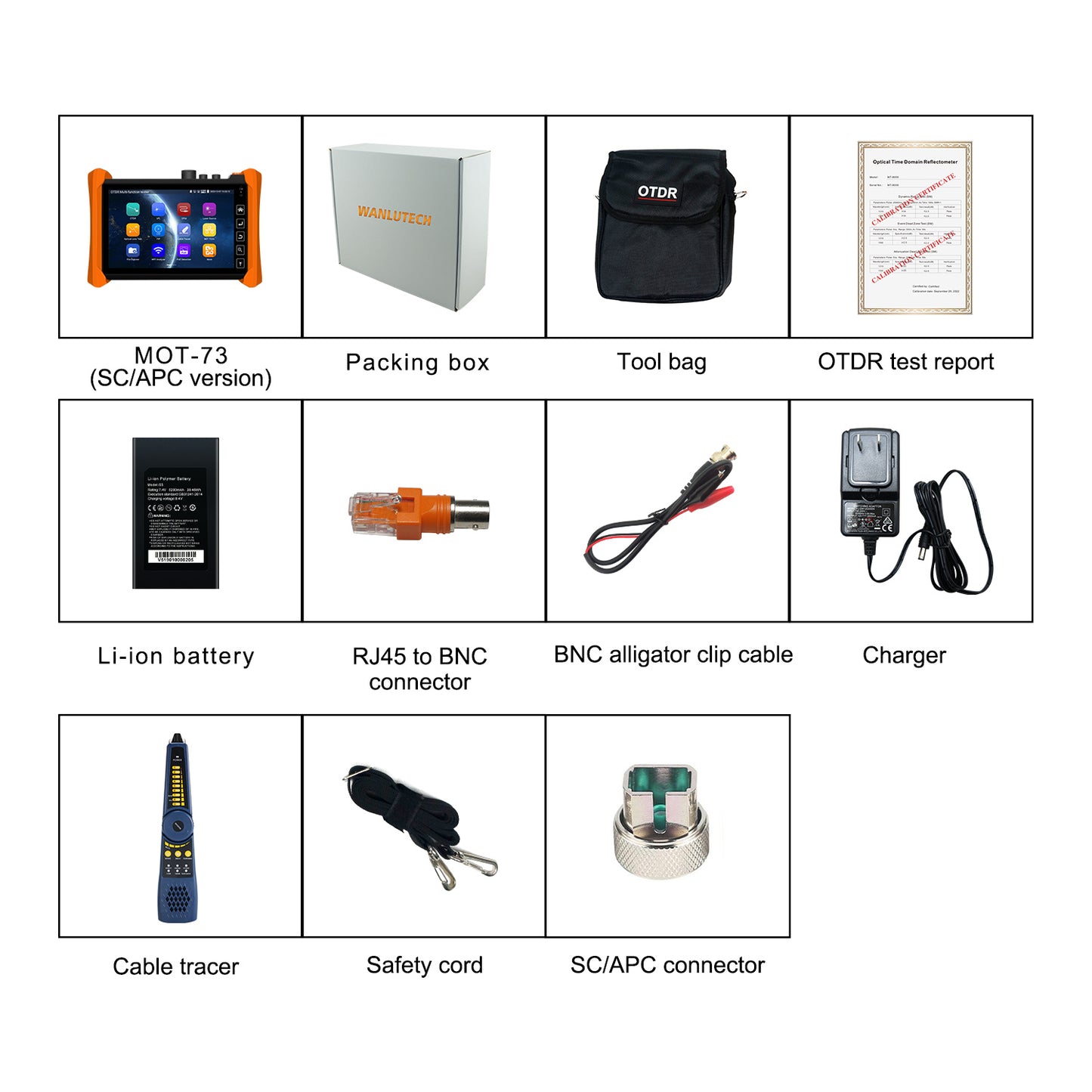 WANLUTECH OTDR Optical Power Meter Visual Fault Locator Optical Loss Test Event Map Essential Tool for Fiber Cable Network Testing MOT-73
