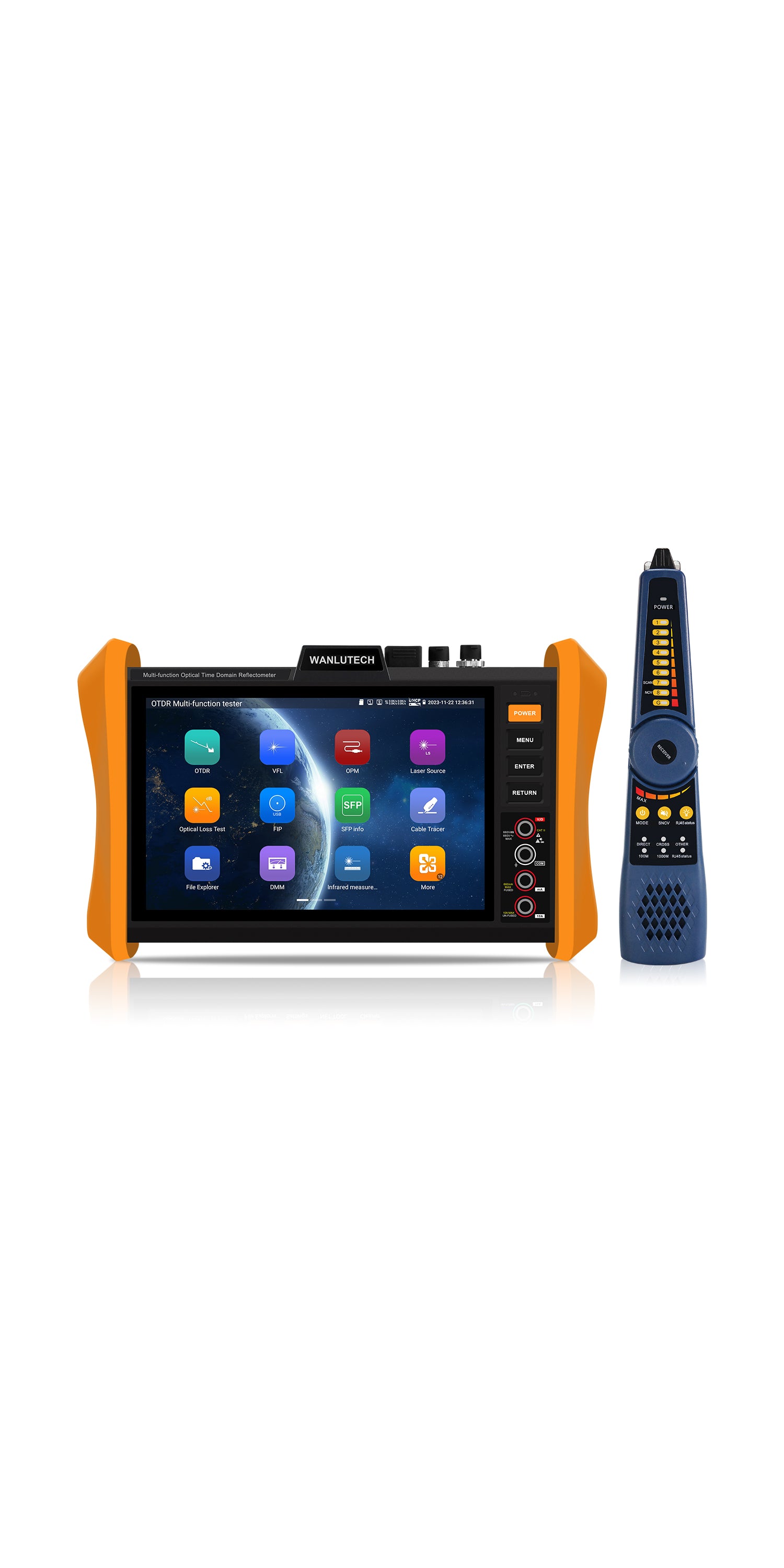 WANLUTECH OTDR Optical Power Meter Visual Fault Locator Optical Loss Test Event Map Essential Tool for Fiber Cable Network Testing MOT-85