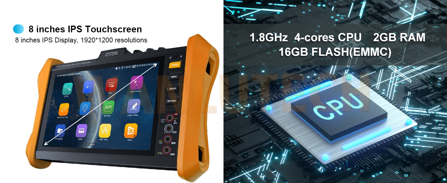 WANLUTECH OTDR Optical Power Meter Visual Fault Locator Optical Loss Test Event Map Essential Tool for Fiber Cable Network Testing MOT-85
