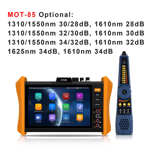 WANLUTECH OTDR Optical Power Meter Visual Fault Locator Optical Loss Test Event Map Essential Tool for Fiber Cable Network Testing MOT-85