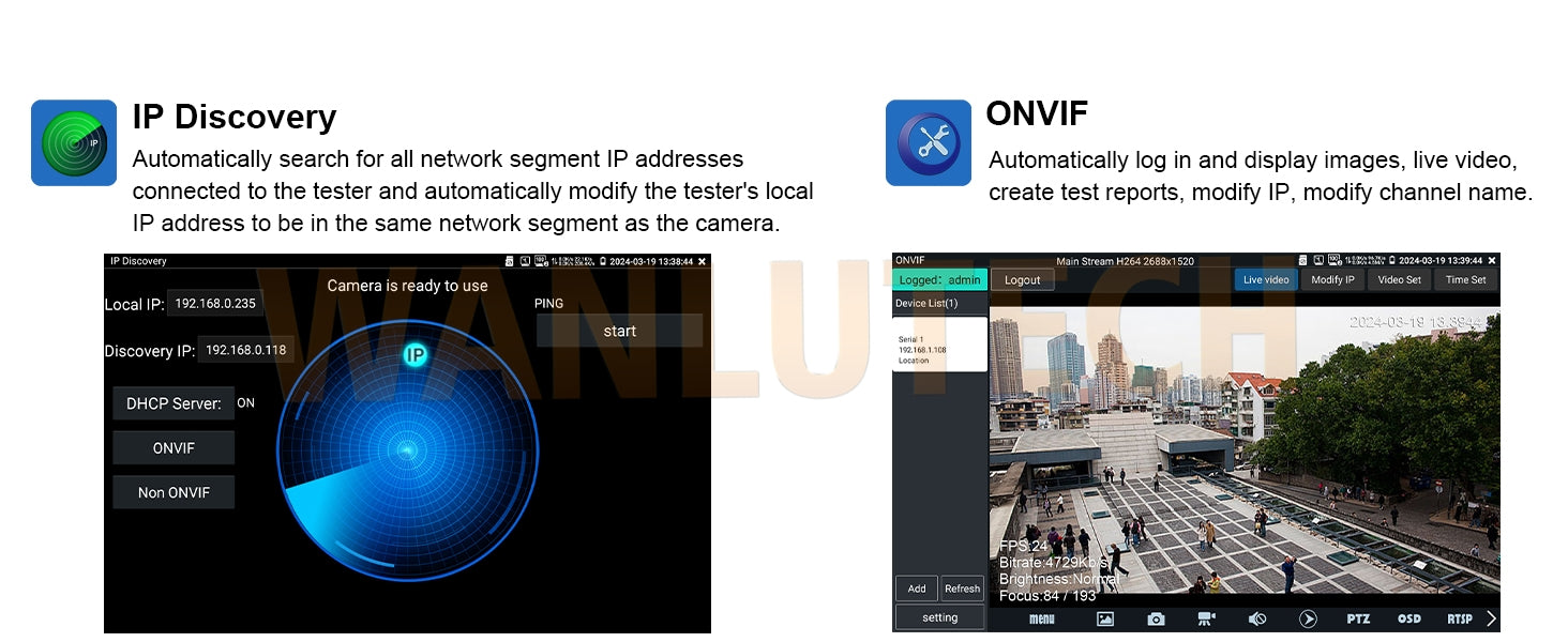 WANLUTECH OTDR IPC Tester Essential Tool for Surveillance Camera Fiber Cable Network Testing MT-5500