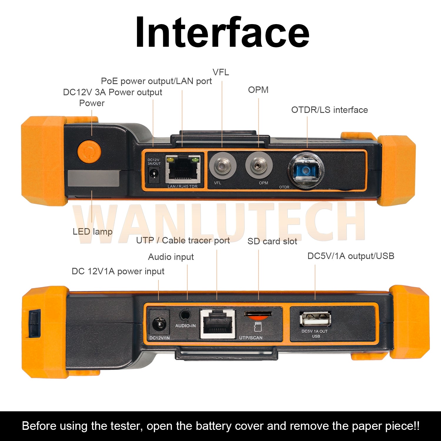 WANLUTECH OTDR IPC Tester Essential Tool for Surveillance Camera Fiber Cable Network Testing MT-5500