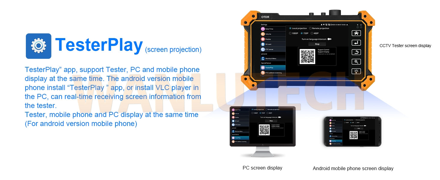 WANLUTECH OTDR IPC Tester Essential Tool for Surveillance Camera Fiber Cable Network Testing MT-5500