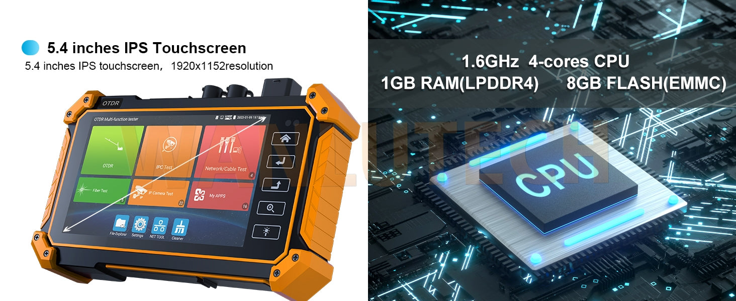 WANLUTECH OTDR IPC Tester Essential Tool for Surveillance Camera Fiber Cable Network Testing MT-5500