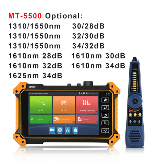 WANLUTECH OTDR IPC Tester Essential Tool for Surveillance Camera Fiber Cable Network Testing MT-5500