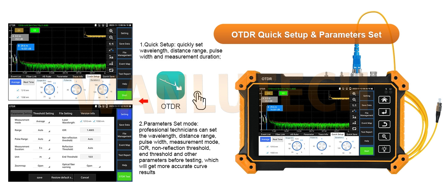 WANLUTECH OTDR CCTV Tester Essential Tool for Surveillance Camera Fiber Cable Network Testing MT-5510