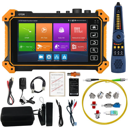 WANLUTECH MT-5510 OTDR fiber optic tester with 5.4-inch touchscreen showing event map curve