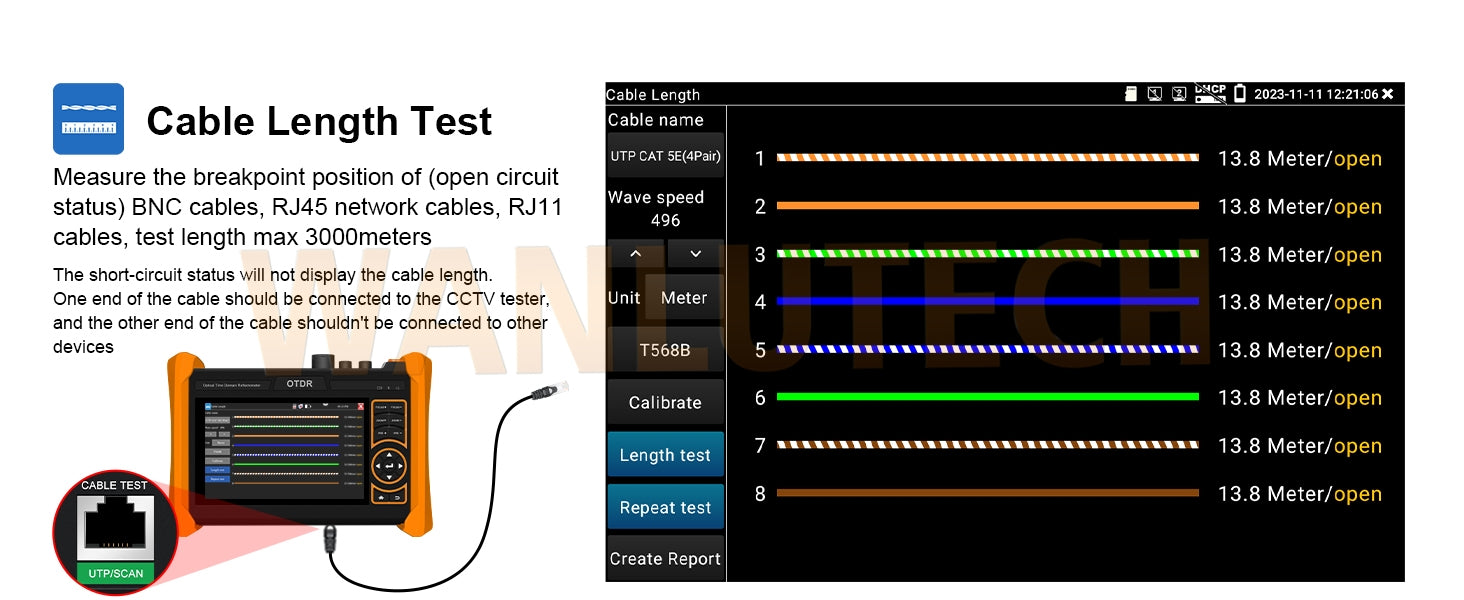 WANLUTECH OTDR IPC Tester Essential Tool for Surveillance Camera Fiber Cable Network Testing  MT-6500