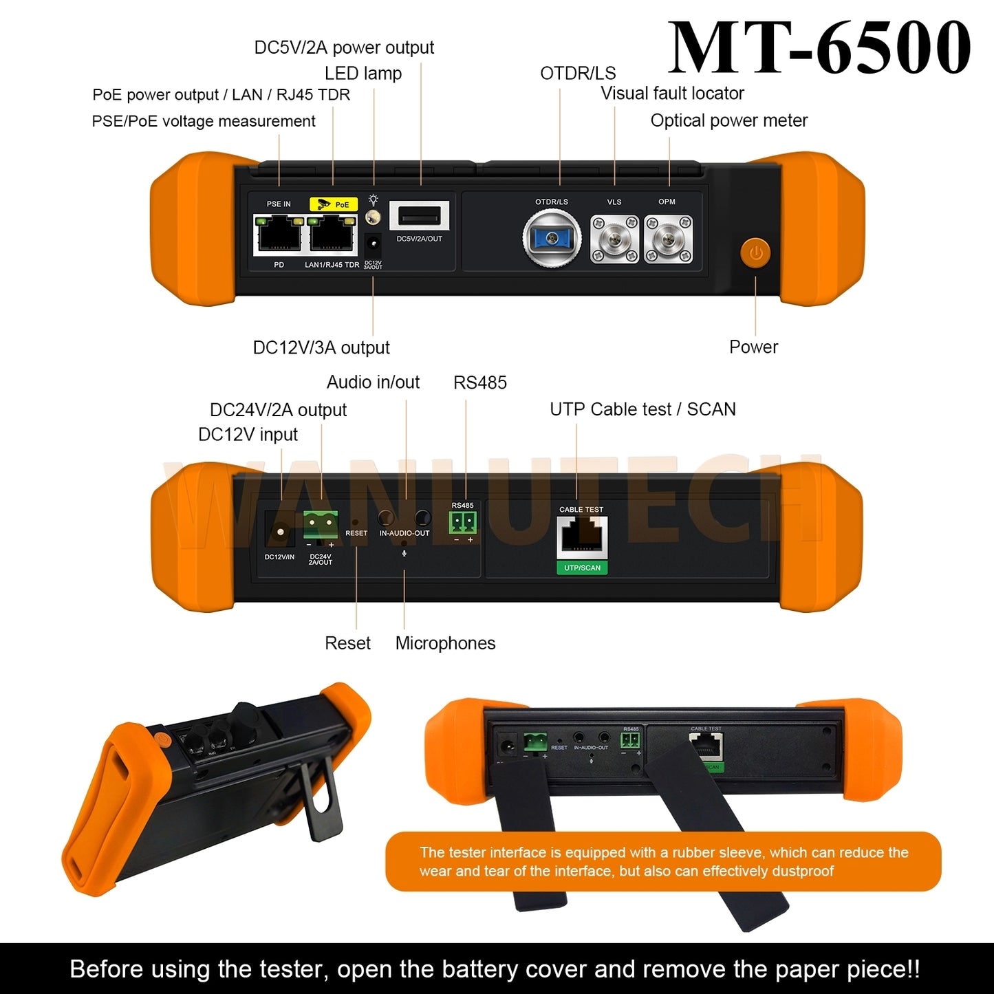 WANLUTECH OTDR IPC Tester Essential Tool for Surveillance Camera Fiber Cable Network Testing  MT-6500