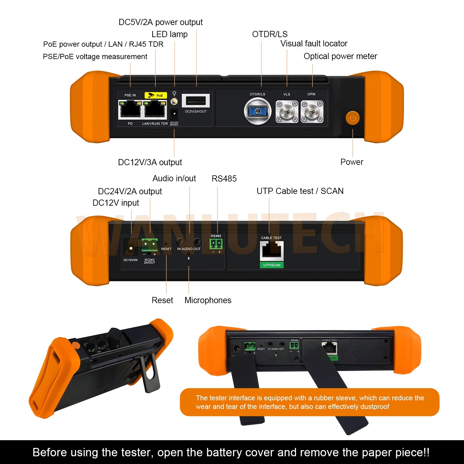 WANLUTECH OTDR IPC Tester Essential Tool for Surveillance Camera Fiber Cable Network Testing  MT-6500