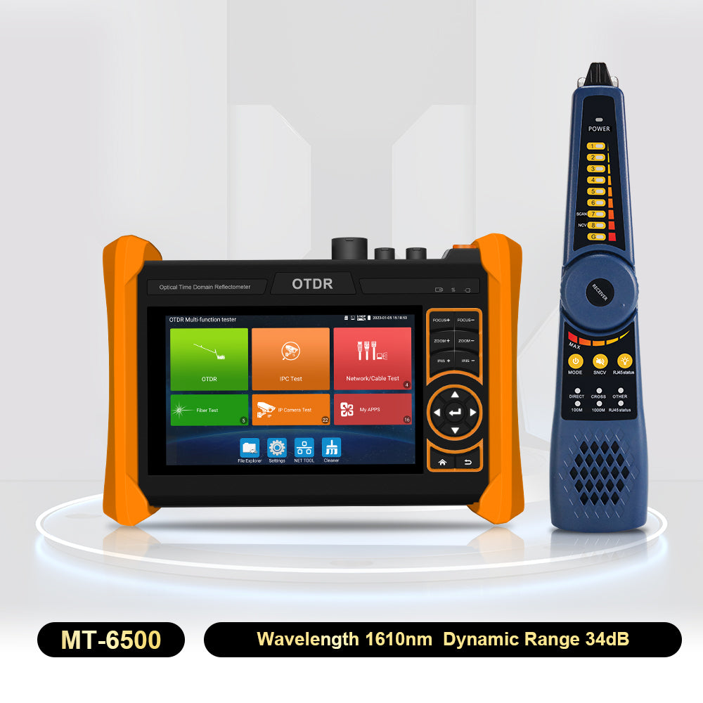 WANLUTECH OTDR IPC Tester Essential Tool for Surveillance Camera Fiber Cable Network Testing  MT-6500