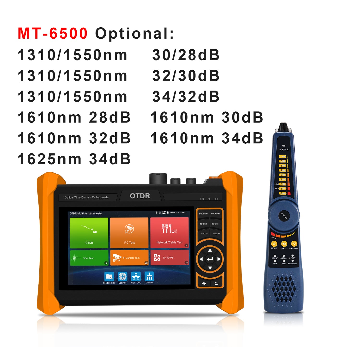 WANLUTECH OTDR IPC Tester Essential Tool for Surveillance Camera Fiber Cable Network Testing  MT-6500
