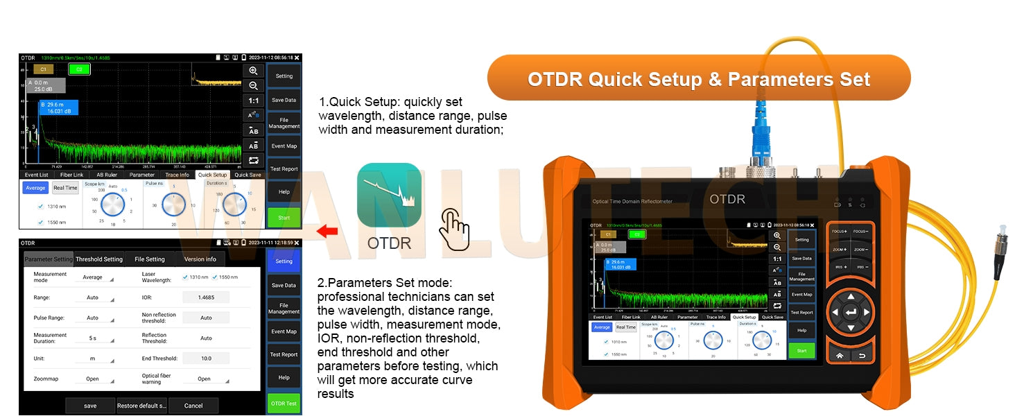WANLUTECH OTDR CCTV Tester Essential Tool for Surveillance Camera Fiber Cable Network Testing MT-6510