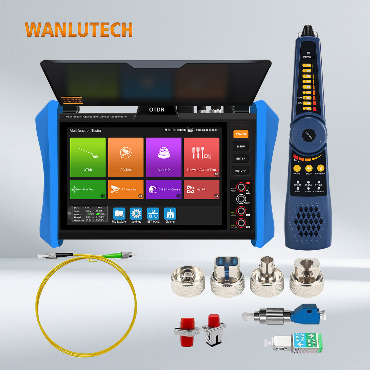 WANLUTECH OTDR CCTV Tester Essential Tool for Surveillance Camera Fiber Cable Network Testing MT-8810EFST