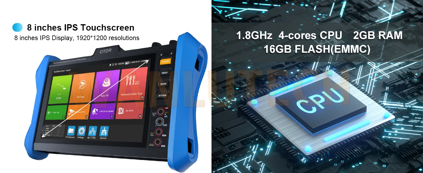 WANLUTECH OTDR CCTV Tester Essential Tool for Surveillance Camera Fiber Cable Network Testing MT-8810EFST
