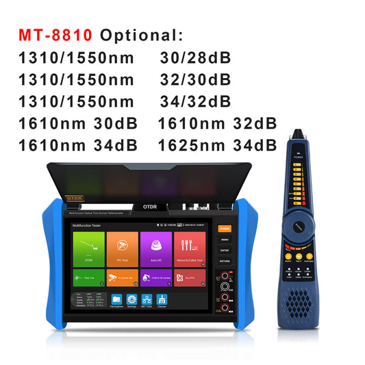 WANLUTECH OTDR CCTV Tester Essential Tool for Surveillance Camera Fiber Cable Network Testing MT-8810EFST