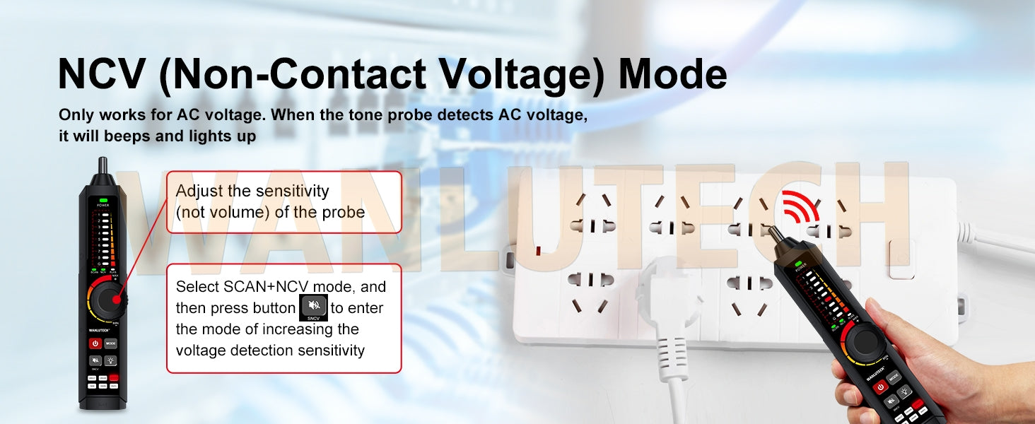 WANLUTECH Network Cable Tester, Digital Tone Generator with Probe Support Digital Multimeter Optical Power Meter Visual Fault Locator Network Test PoE Test Cable Continuity Testing (LT-600M)