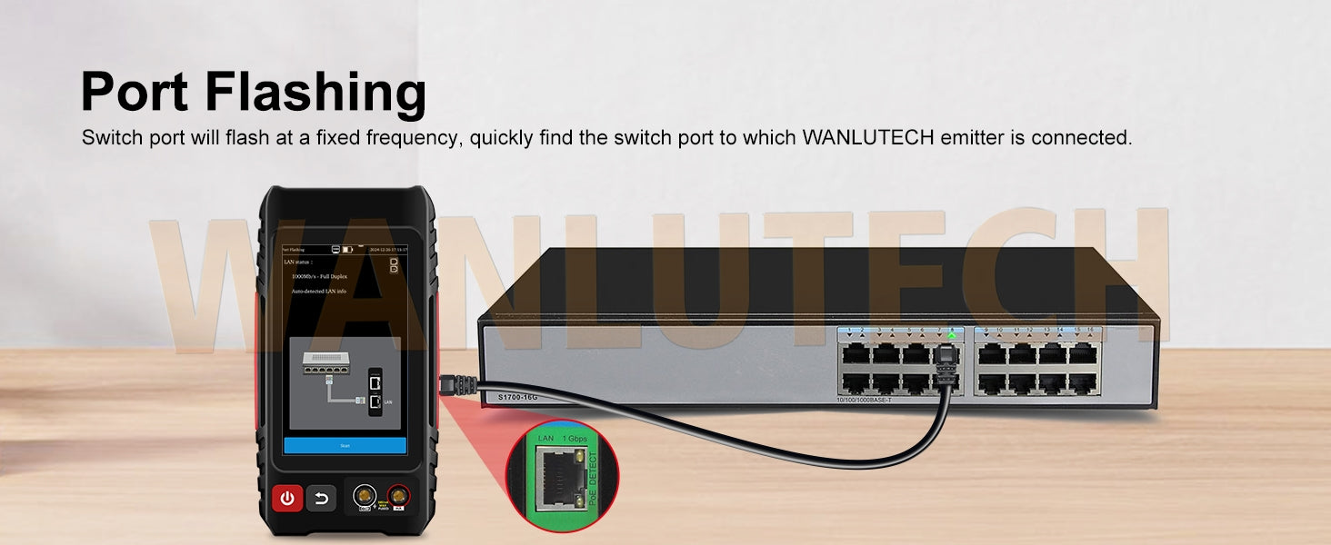 WANLUTECH Network Cable Tester, Digital Tone Generator with Probe Support Digital Multimeter Optical Power Meter Visual Fault Locator Network Test PoE Test Cable Continuity Testing (LT-600M)
