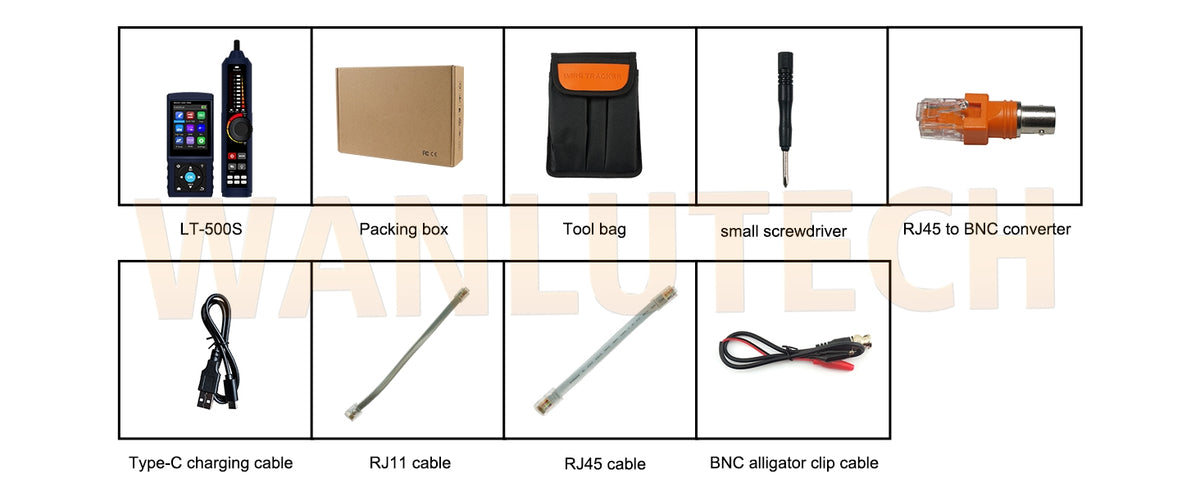 Rechargeable Network Cable Tester, WANLUTECH Tone Generator with Probe Support  Optical Power Meter Visual Fault Locator Network Test PoE Test Cable Continuity Testing (LT-500S).
