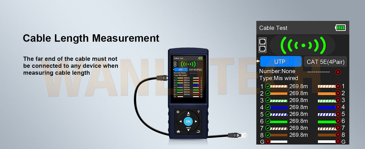 Rechargeable Network Cable Tester, WANLUTECH Tone Generator with Probe Support  Optical Power Meter Visual Fault Locator Network Test PoE Test Cable Continuity Testing (LT-500S).
