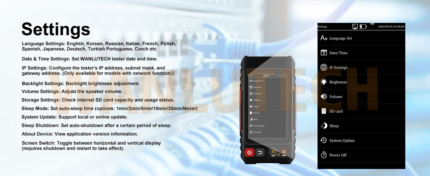 WANLUTECH Network Cable Tester, Digital Tone Generator with Probe Support Digital Multimeter Optical Power Meter Visual Fault Locator Network Test PoE Test Cable Continuity Testing (LT-600M)