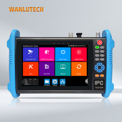 WANLUTECH IPC-9800 Pro CCTV and IP camera tester, front view of touchscreen