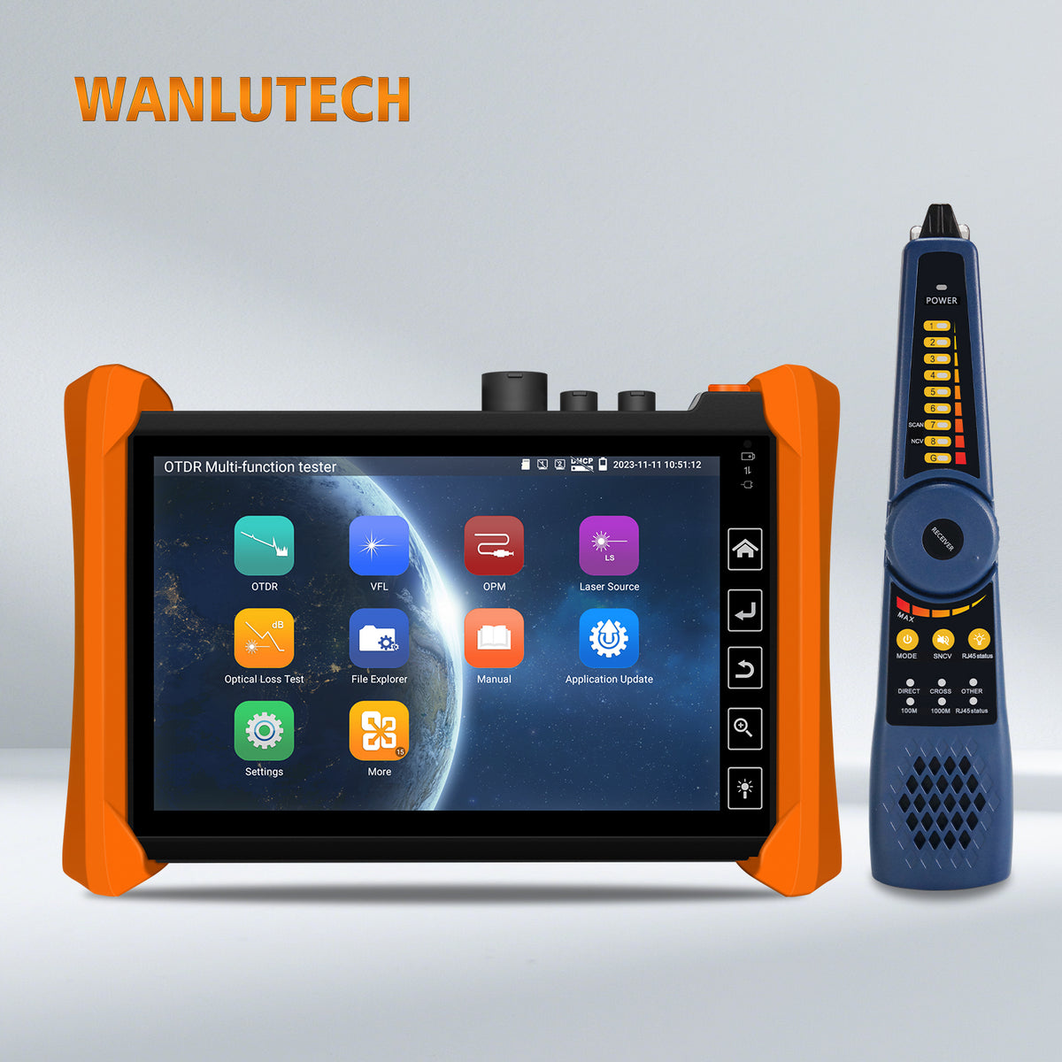 WANLUTECH OTDR Optical Power Meter Visual Fault Locator Optical Loss Test Event Map Essential Tool for Fiber Cable Network Testing MOT-73