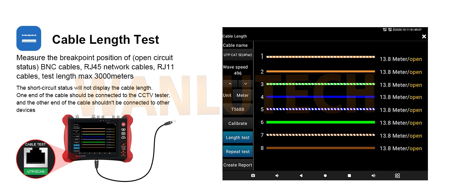 WANLUTECH CCTV Tester Essential Tool for Surveillance Camera Cable Network Testing X9-MOVTADHS Pro