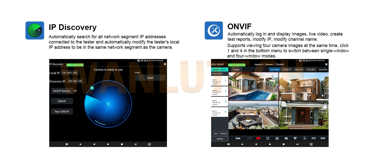 WANLUTECH CCTV Tester Essential Tool for Surveillance Camera Cable Network Testing X9-MOVTADHS Pro
