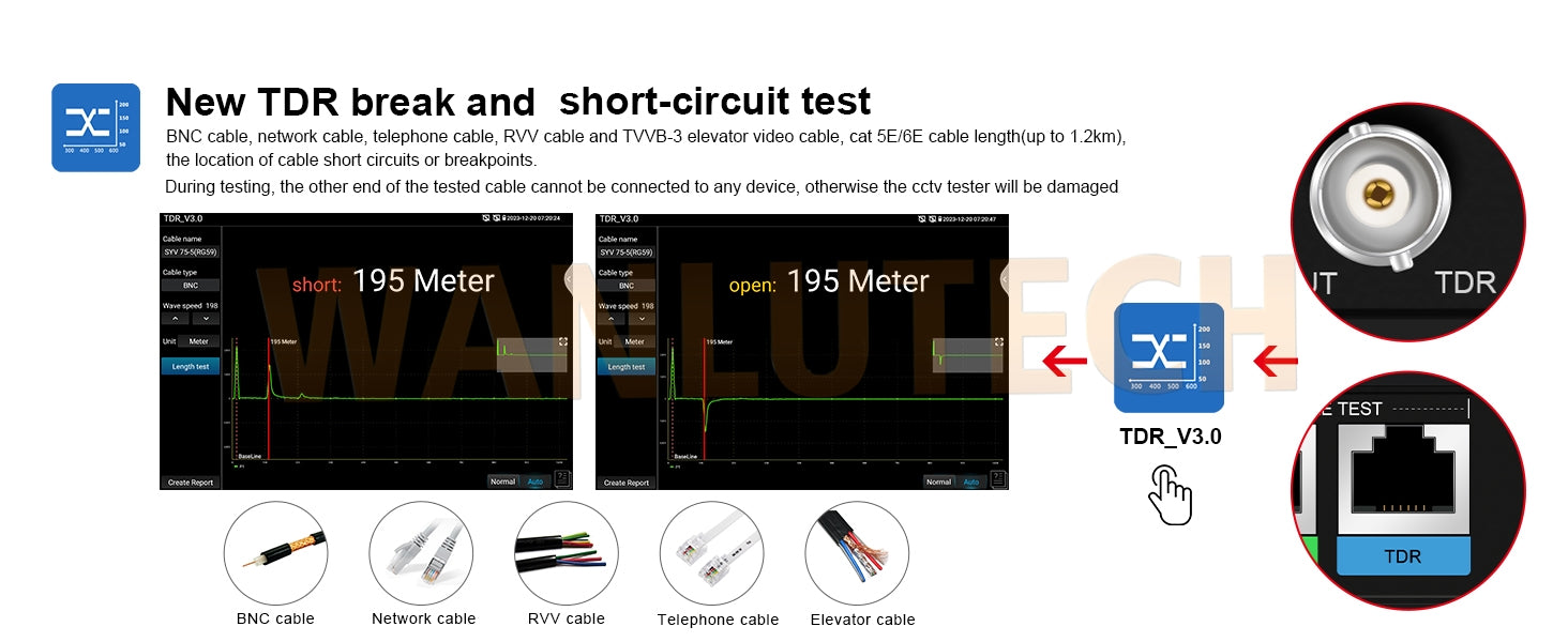 WANLUTECH CCTV Tester Essential Tool for Surveillance Camera Cable Network Testing X9-MOVTADHS Pro