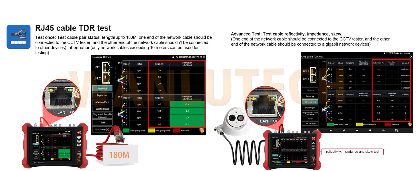 WANLUTECH CCTV Tester Essential Tool for Surveillance Camera Cable Network Testing X9-MOVTADHS Pro