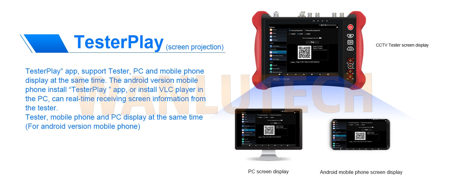 WANLUTECH CCTV Tester Essential Tool for Surveillance Camera Cable Network Testing X9-MOVTADHS Pro